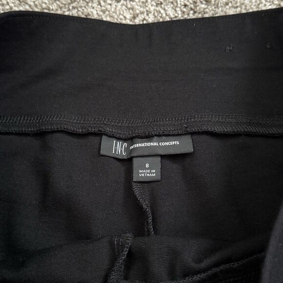INC International Concepts Pull on Mid Rise Black Pants Stretch Leggings Size 8 - Picture 2 of 7